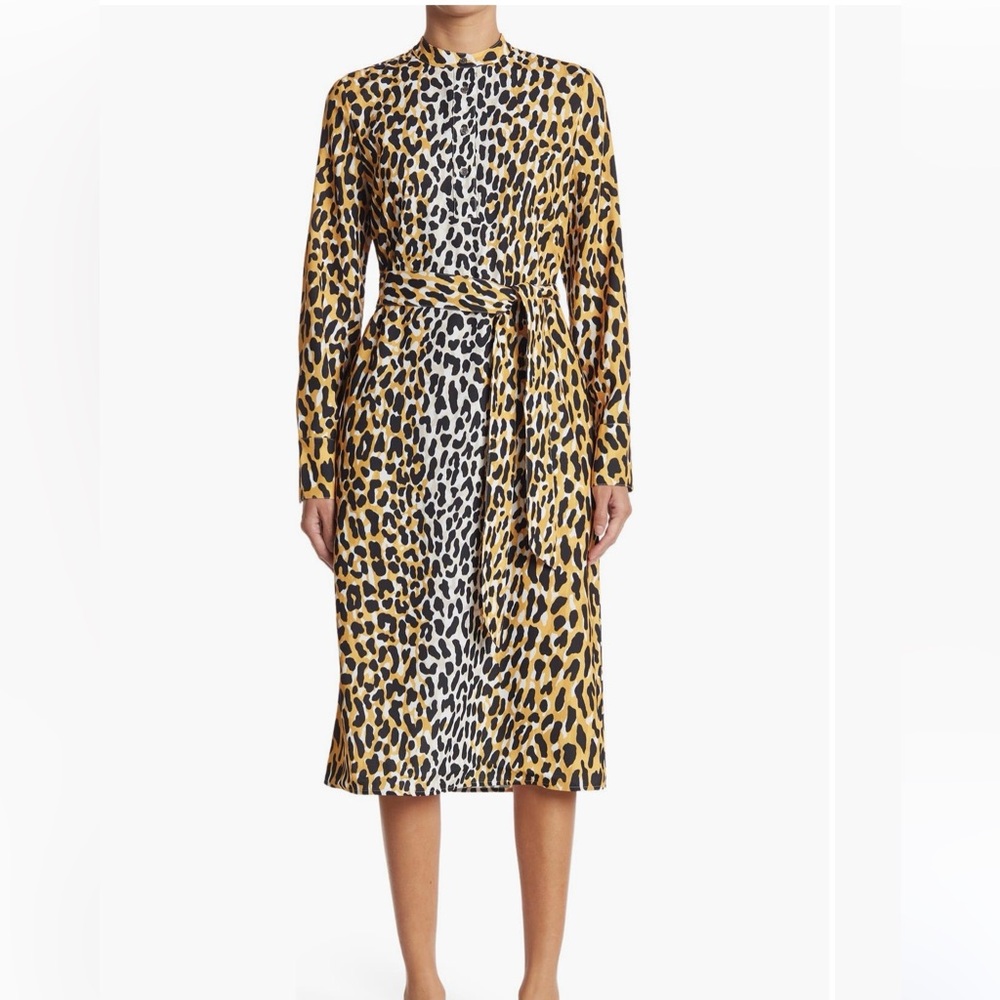 St. John Collection Leopard Print Midi Dress